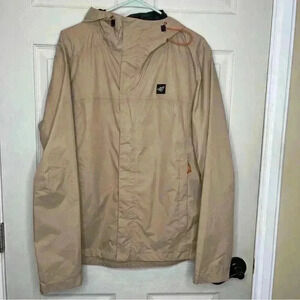 Dutch Bros Coffee Dutchwear Windbreaker Zip Up Jacket Mens Medium Beige Brown